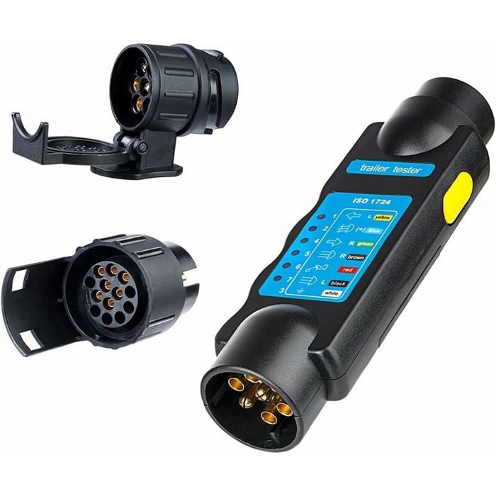 Testeur Remorque 7 Broches 12V + Adaptateurs 7/13 – Diagnostic Rapide Feux Et Câblage Caravane