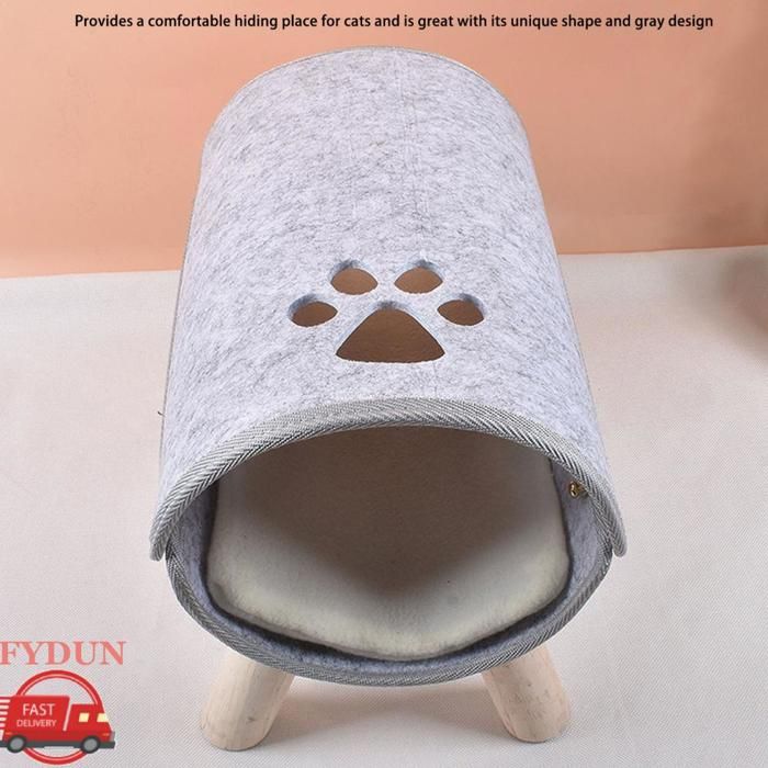 Tunnel/lit En Donut Pour Chat - En Feutre Résistant, Amovible (fermeture éclair) - Aire De Jeu Et Cachette