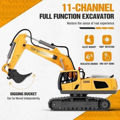 Excavatrice télécommandée - Lumières LED et sons de moteur réalistes - Équipée de 2