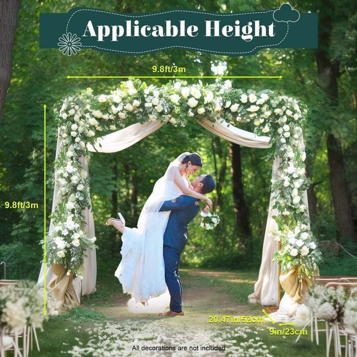 Arche De Mariage En Métal MINRS 2,3 X 2,3 M - Supporte Jusqu'à 5 Kg - Décoration Élégante Pour Mariages, Anniversaires & Événements