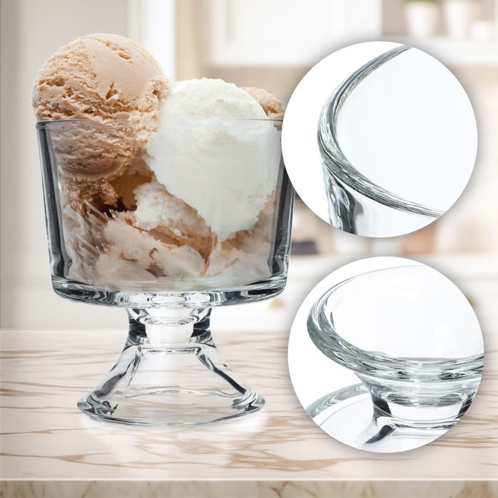 Lot De 6 Coupes à Dessert En Verre Noir – Fabrication Française – Hauteur 12 Cm, Diamètre 9 Cm