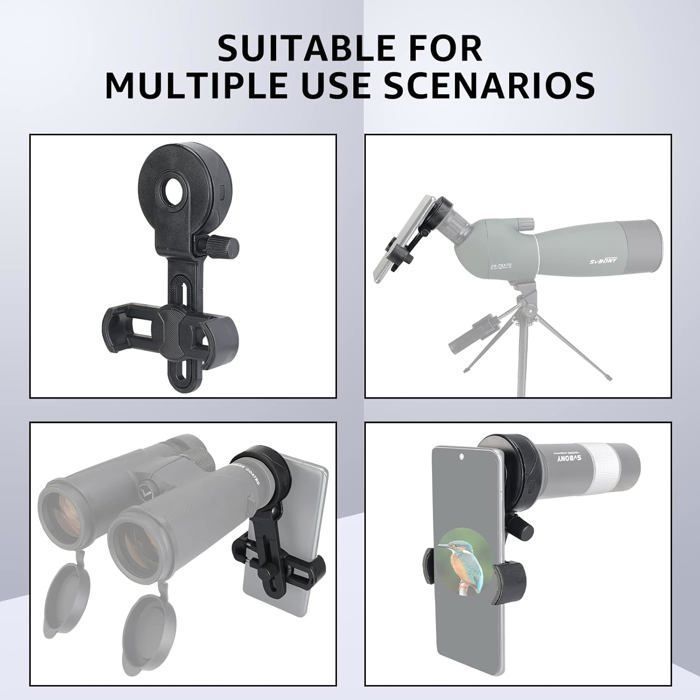 Adaptateur de Téléphone pour Télescope, Support Universel pour Adaptateur de Téléphone Portable, Support de Téléphone en Plastique pour Jumelles, Monoculaires, Télescopes