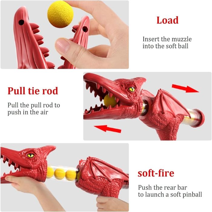 Jeu De Tir Aux Dinosaures Avec Cible Mobile - 2 Pistolets à Balles En Mousse - 24 Balles - Pour Enfants - 3