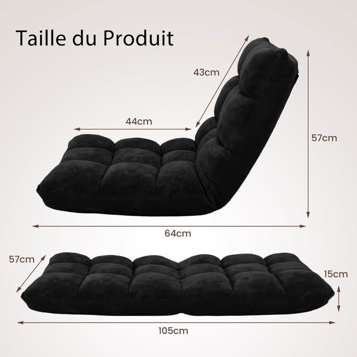Chaise De Sol Pliable LIFEZEAL - 14 Positions, Rembourrage Épais, Dossier Grand, Polaire Corail - 6
