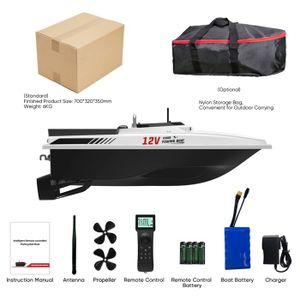 XUEMANSHOP Bateau Appât RC 5200 MAh – Portée 500 M, Double Réservoir 1,5 Kg, Feux LED, Pour Lac Et Mer