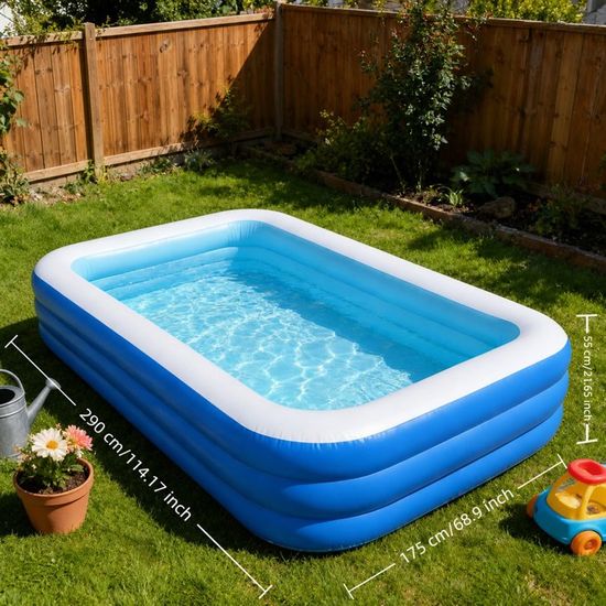 Piscine gonflable avec fond rembourré doux - Mesurant 130 x 85 x 55 cm, cette piscine gonflable est idéale pour les arrière-cours, les jardins, les espaces extérieurs et les fêtes