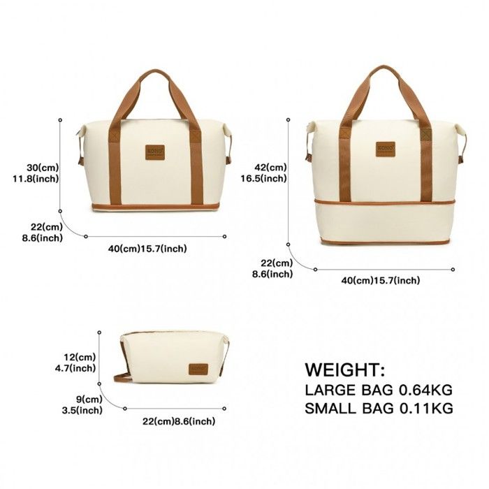 Kono Sac De Voyage Avec Trousse De Maquillage 36L Sacs De Week-End Secs Et Humides