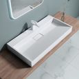 Lavabo suspendu avec bonde vasque à poser blanc 90cm x 46cm x 11cm évier Sogood Colossum19-900 rectangulaire-0