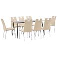 *85348 Ensemble table à manger 8 personnes + 8 chaises - Moderne- Ensemble de salle à manger Crème Similicuir-0