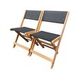 Chaise pliante en bois exotique "Seoul" - Maple - Noir - Lot de 2 44 x 49 x 79 cm - Hauteur d'assise : 45 cm,-0