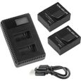 2pcs 3.7V 1600mAh AHDBT-201-301 Batterie + Chargeur USB double pour GoPro Hero 3 3+-noir-0