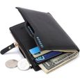RMEGA Noir Portefeuille pour homme en PU cuir Porte monnaie avec poche à monnaie et porte-carte amovible compartiment à fermeture-0