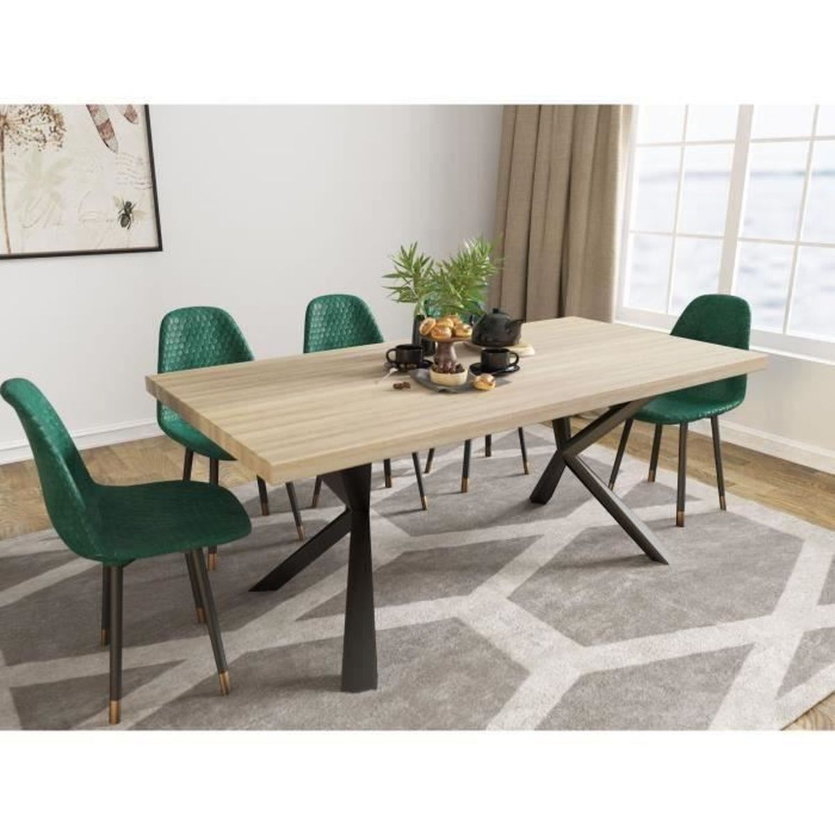 Table A Manger Design En Bois Et Metal 6 Personnes Kinga Achat