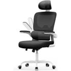 Chaise de Bureau Ergonomique - RATTANTREE Fauteuil - avec accoudoir rabattable - Support Lombaire Adaptatif - Réglable en hauteur