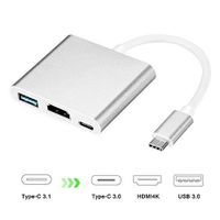 Geabon Adaptateur USB C vers HDMI 4K, Adaptateur Type C Hub vers HDMI, Adaptateur HDMI Convertisseur + Port USB 3.0 + Port de charge