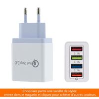 Chargeur USB Secteur 4 Ports Universel - 4USB Quick Charge 3.0 - Blanc - Chargeur de batterie USB