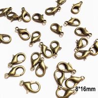 Lot  de 50  Fermoirs  mousqueton  métal  bronze qualité pour création de collier et bracelet  taille au choix - 8*16mm