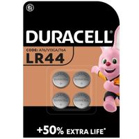 Piles boutons alcalines Duracell spéciales LR44 1,5V, lot de 4 (76A / A76 / V13GA)