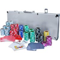 Eaxus® Mallette de poker Deluxe - Kit de poker professionnel de qualite superieure avec 500 jetons laser, jeux de cartes et d
