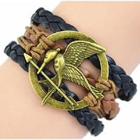 LCC® Bracelet homme/femme cuir Hunger Games Ridicule Bird réglable Corde noir et brun Tissés à la main-cadeau ideal -mode fantaisie 