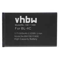 vhbw Batterie remplacement pour Qilive 872687-874761, 886337 pour téléphone portable (600mAh, 3,7V, Li-ion)