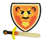 Set bouclier et épée en bois - Vilac - Lion - Jouet pour enfant de 4 ans et plus - Multicolore et orange