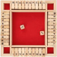 AZ02705-Jeu de dés Shut the Box Jeu de dés en bois fermé la boîte 4 faces 10 numéros jeu de pub de table pour enfants adultes