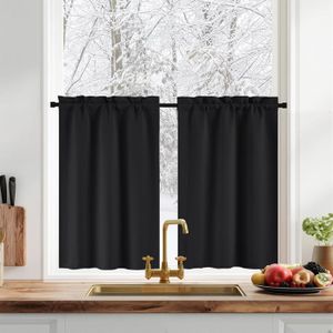 Esplir Rideau De Fenêtre Cuisine Brise-Bise Vert 45x90cm - Polyester Passants