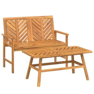 Ensemble table et chaise de jardin Ensemble de salon de jardin 2 pcs bois d'acacia solide-ASH7628922029621