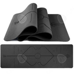 TAPIS DE SOL FITNESS Tapis de Yoga Antidérapant CONFOZEN - Epaisseur 6 mm - Repères d'alignement du corps - Noir