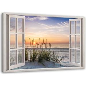 TABLEAU - TOILE Tableau sur toile, Fenêtre donnant sur la plage (P