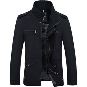 VESTE Veste Hommes de Marque Luxe Couleur unie de la fermeture éclair Grande VêTements Masculin QW12 Noir