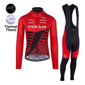 TENUE DE CYCLISME Hiver Maillot de Cyclisme Homme Thermique Fleece Manches Longues Pantalons Vélo à Bretelle VTT GEL Ensemble Vetement