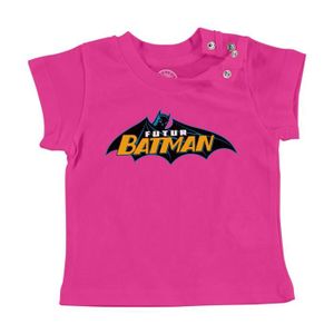 T-SHIRT T-shirt Bébé Manche Courte Rose Futur Batman Héros