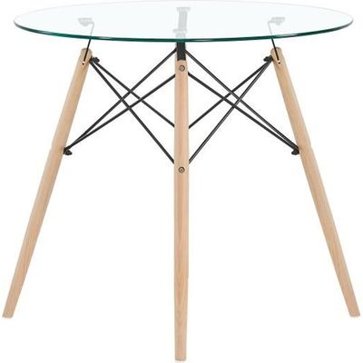 Liepu Trempe Transparent Ronde Table En Verre Table De Salle A