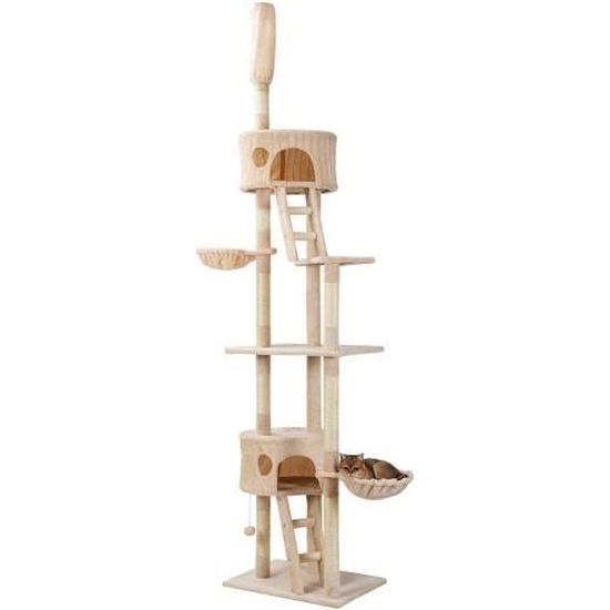 Arbre A Chat Poteau A Griffer De 240 A 260 Cm De Haut Avec Salle De Relaxation Et Griffoir Nid Pour Animaux De Compagnie Beige Cdiscount Animalerie