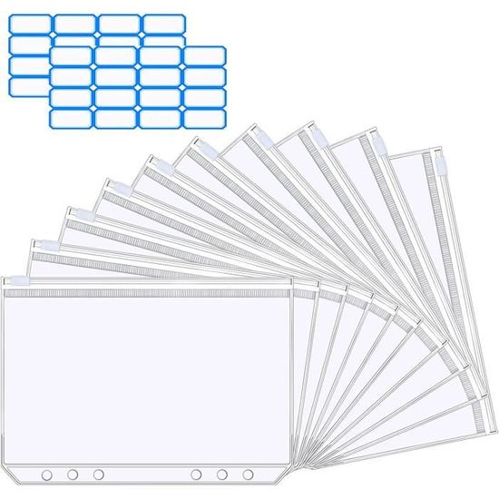 20 Pièces Pochettes Classeur A6 Plastique 6 Trous - Étui Transparent étanche Documents