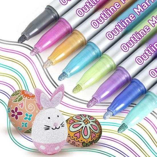 HIGSPE 24 Couleurs Stylo Paillette, Feutres Paillettes Cadeau Fille 4