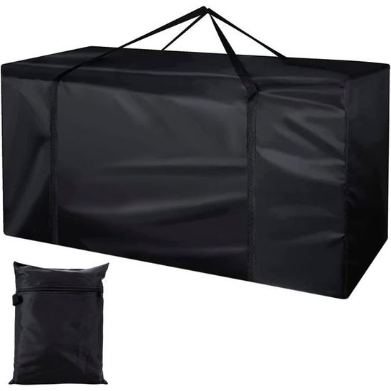 AiQInu Sac de jardin pour coussins, Oxford porte-coussins d'extérieur imperméable, noir pour coussin avec poignées, 122 x 40 x 55 cm AiQInu Sac de jardin pour coussins, Oxford porte-coussins d'extérieur imperméable, noir pour coussin avec poignées, 122 x 40 x 55 cm