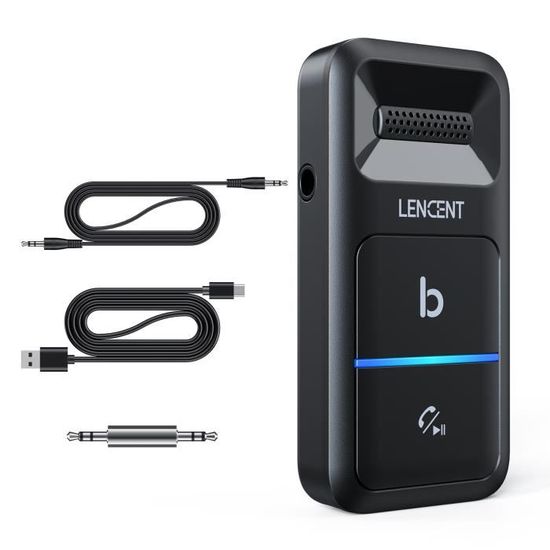 Transmetteur FM Bluetooth Voiture LENCENT - Lecteur MP3 Avec Chargeur USB Et Mains Libres (Noir)