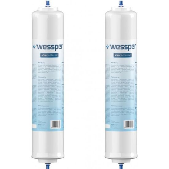 2x Wessper  AquaCrystalline Compatible Filtre à eau universel pour réfrigérateur Samsung LG Daewoo