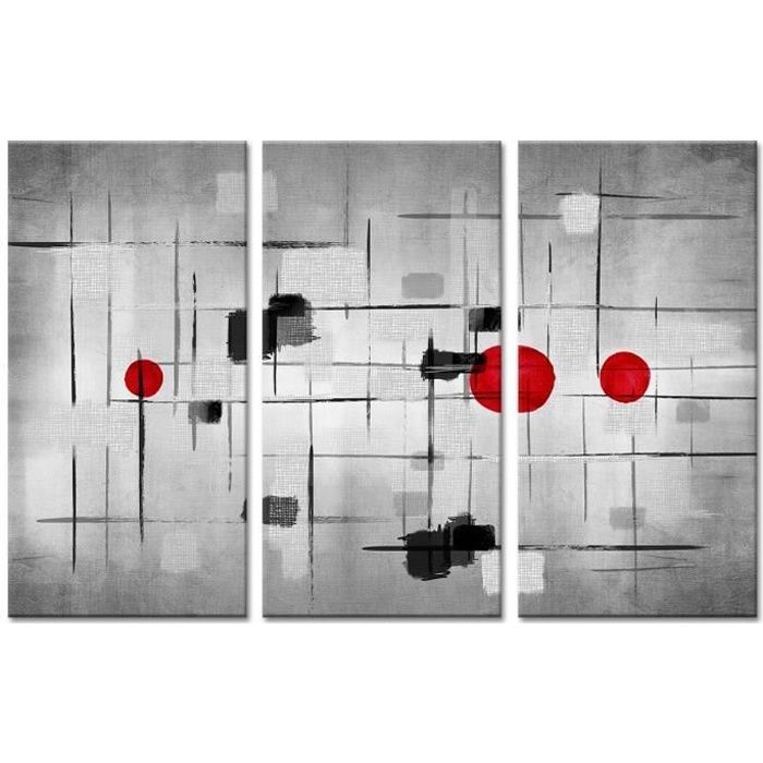 Tableau Deco Triptyque Art Moderne Epure 120x80 Cm Cdiscount Maison