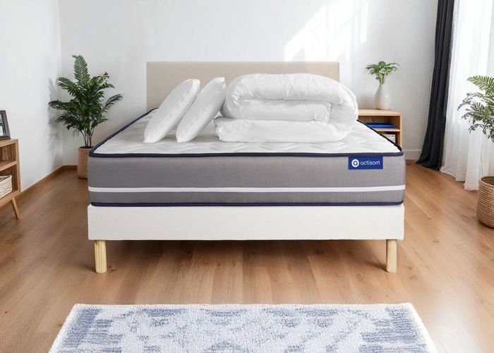 Ensemble sommier matelas - matelas Ressorts ensachés ACTIFLEX PUR 160x200 3zones de confort + sommier KIT blanc