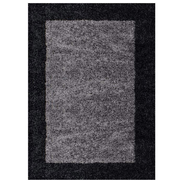 SHAGGY XXL - Grand Tapis à Bordures 240 x 340cm - 100% Polypropylène 30mm - Gris Foncé