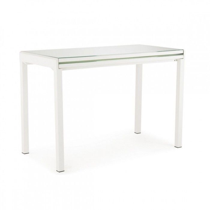 Table extensible 110/165 cm compact plateau verre blanc - AGATE
