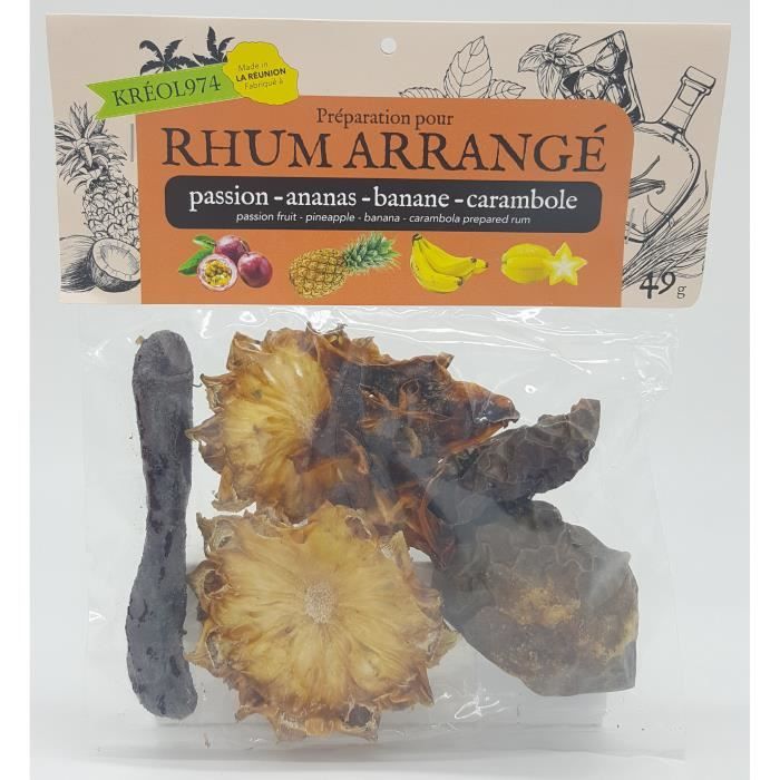 Préparation pour Rhum Arrangé PASSION - ANANAS VICTORIA - BANANE - CARAMBOLE