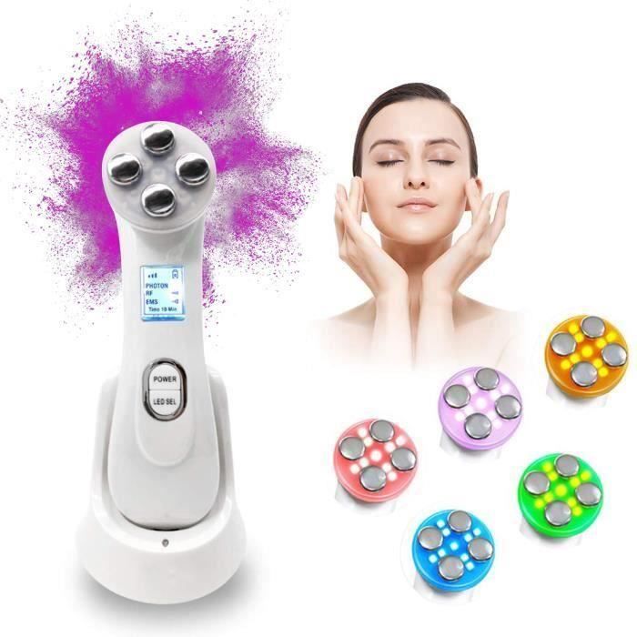 Appareil à Ultrason Visage, LED Visage Anti Age Luminotherapie Appareil ION Photon Soins de la Peau pour le Visage