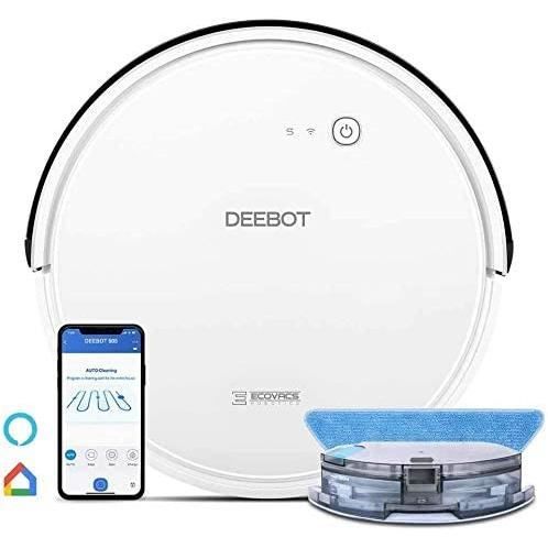 ECOVACS Deebot 605 Aspirateur Robot avec Forte Puissance d'Aspiration, Robot Aspirateur Laveur 2 en 1, Connecté Appli et Alexa, avec