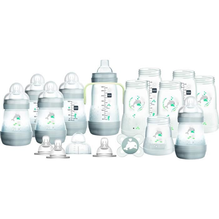 MAM Easy Start Biberons Anti-Coliques Auto-Stérilisants, Kit de Démarrage, Gris, L