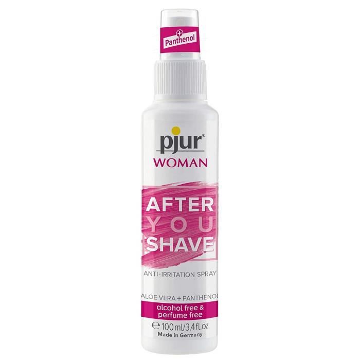 pjur WOMAN AFTER YOU SHAVE - Protège Contre l'Inflammation-Boutons de Rasage avec Panthéon-Aloe Vera sans Parfum-Alcool 100 ml